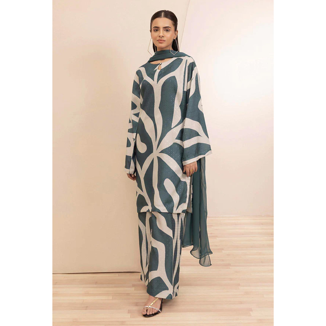 Adan's Capsule 3 Piece Unstitched Voil Jacquard | DE # 10